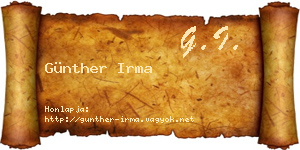 Günther Irma névjegykártya