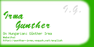 irma gunther business card